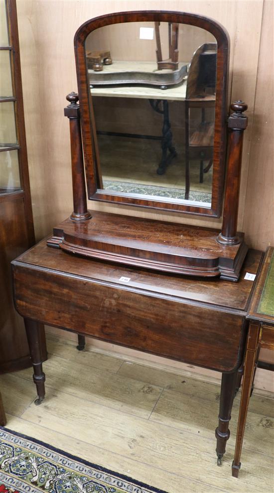 A Victorian mahogany Pembroke table and a Victorian toilet mirror W.82cm & W.70cm
